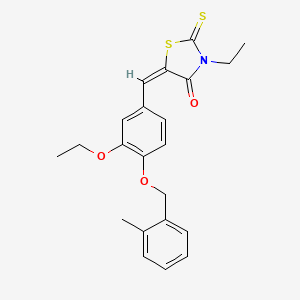 molecular formula C22H23NO3S2 B4794810 5-{3-ethoxy-4-[(2-methylbenzyl)oxy]benzylidene}-3-ethyl-2-thioxo-1,3-thiazolidin-4-one 