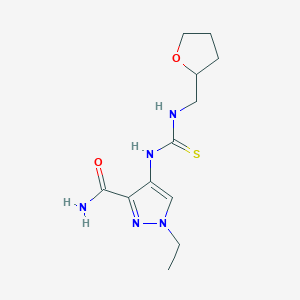 molecular formula C12H19N5O2S B4794856 1-ethyl-4-({[(tetrahydro-2-furanylmethyl)amino]carbonothioyl}amino)-1H-pyrazole-3-carboxamide 