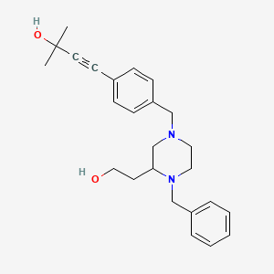 molecular formula C25H32N2O2 B4794863 4-(4-{[4-benzyl-3-(2-hydroxyethyl)-1-piperazinyl]methyl}phenyl)-2-methyl-3-butyn-2-ol 