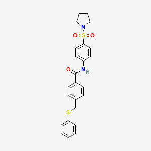 molecular formula C24H24N2O3S2 B4794865 4-[(phenylthio)methyl]-N-[4-(1-pyrrolidinylsulfonyl)phenyl]benzamide 