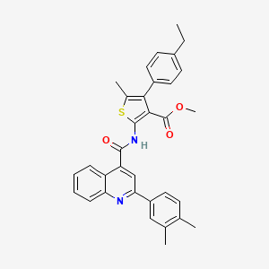 molecular formula C33H30N2O3S B4794883 methyl 2-({[2-(3,4-dimethylphenyl)-4-quinolinyl]carbonyl}amino)-4-(4-ethylphenyl)-5-methyl-3-thiophenecarboxylate 