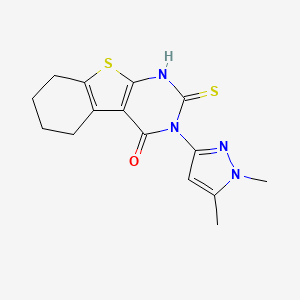 molecular formula C15H16N4OS2 B4794916 3-(1,5-dimethyl-1H-pyrazol-3-yl)-2-mercapto-5,6,7,8-tetrahydro[1]benzothieno[2,3-d]pyrimidin-4(3H)-one 
