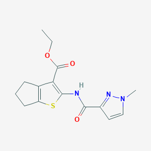 molecular formula C15H17N3O3S B4794920 ethyl 2-{[(1-methyl-1H-pyrazol-3-yl)carbonyl]amino}-5,6-dihydro-4H-cyclopenta[b]thiophene-3-carboxylate 