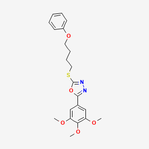 molecular formula C21H24N2O5S B4794935 2-[(4-phenoxybutyl)thio]-5-(3,4,5-trimethoxyphenyl)-1,3,4-oxadiazole 