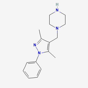 molecular formula C16H22N4 B4794939 1-[(3,5-dimethyl-1-phenyl-1H-pyrazol-4-yl)methyl]piperazine 