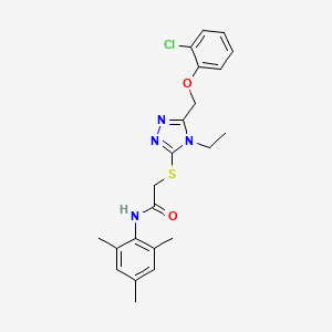 molecular formula C22H25ClN4O2S B4794982 2-({5-[(2-chlorophenoxy)methyl]-4-ethyl-4H-1,2,4-triazol-3-yl}thio)-N-mesitylacetamide 