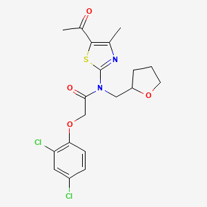 molecular formula C19H20Cl2N2O4S B4795001 N-(5-acetyl-4-methyl-1,3-thiazol-2-yl)-2-(2,4-dichlorophenoxy)-N-(tetrahydro-2-furanylmethyl)acetamide 