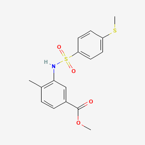 molecular formula C16H17NO4S2 B4795005 methyl 4-methyl-3-({[4-(methylthio)phenyl]sulfonyl}amino)benzoate 