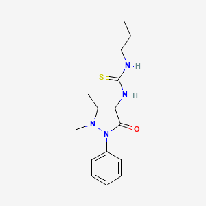 molecular formula C15H20N4OS B4795014 N-(1,5-dimethyl-3-oxo-2-phenyl-2,3-dihydro-1H-pyrazol-4-yl)-N'-propylthiourea 