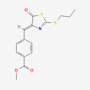molecular formula C15H15NO3S2 B4795027 methyl 4-{[5-oxo-2-(propylthio)-1,3-thiazol-4(5H)-ylidene]methyl}benzoate 