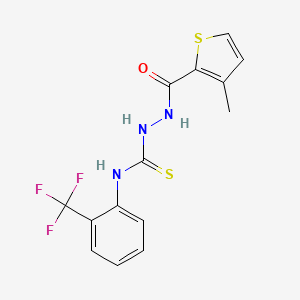 molecular formula C14H12F3N3OS2 B4795037 2-[(3-methyl-2-thienyl)carbonyl]-N-[2-(trifluoromethyl)phenyl]hydrazinecarbothioamide 