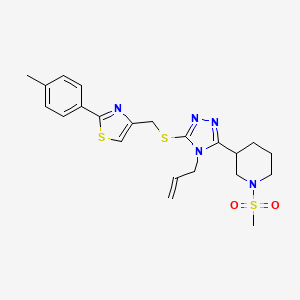 molecular formula C22H27N5O2S3 B4795038 3-[4-allyl-5-({[2-(4-methylphenyl)-1,3-thiazol-4-yl]methyl}thio)-4H-1,2,4-triazol-3-yl]-1-(methylsulfonyl)piperidine 
