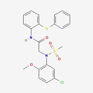 molecular formula C22H21ClN2O4S2 B4795044 N~2~-(5-氯-2-甲氧基苯基)-N~2~-(甲磺酰基)-N~1~-[2-(苯硫基)苯基]甘氨酰胺 