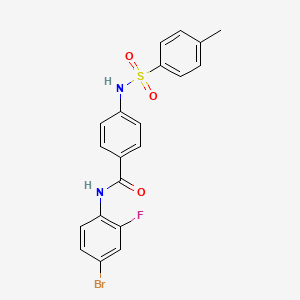 molecular formula C20H16BrFN2O3S B4795050 N-(4-bromo-2-fluorophenyl)-4-{[(4-methylphenyl)sulfonyl]amino}benzamide 