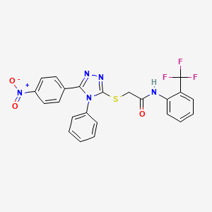 molecular formula C23H16F3N5O3S B4795058 2-{[5-(4-nitrophenyl)-4-phenyl-4H-1,2,4-triazol-3-yl]thio}-N-[2-(trifluoromethyl)phenyl]acetamide 