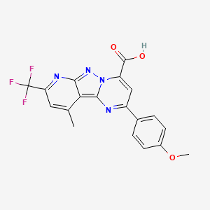 molecular formula C19H13F3N4O3 B4795065 2-(4-methoxyphenyl)-10-methyl-8-(trifluoromethyl)pyrido[2',3':3,4]pyrazolo[1,5-a]pyrimidine-4-carboxylic acid 