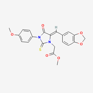 molecular formula C21H18N2O6S B4795116 methyl [5-(1,3-benzodioxol-5-ylmethylene)-3-(4-methoxyphenyl)-4-oxo-2-thioxo-1-imidazolidinyl]acetate 