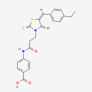 4-({3-[5-(4-ethylbenzylidene)-4-oxo-2-thioxo-1,3-thiazolidin-3-yl]propanoyl}amino)benzoic acid