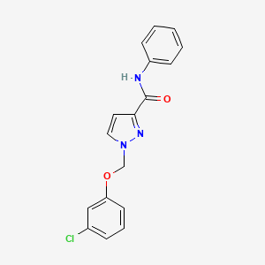 molecular formula C17H14ClN3O2 B4795139 1-[(3-chlorophenoxy)methyl]-N-phenyl-1H-pyrazole-3-carboxamide 