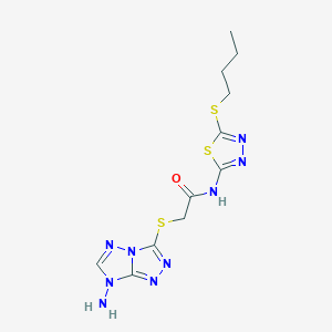 molecular formula C11H15N9OS3 B4795173 2-[(7-amino-7H-[1,2,4]triazolo[4,3-b][1,2,4]triazol-3-yl)thio]-N-[5-(butylthio)-1,3,4-thiadiazol-2-yl]acetamide 
