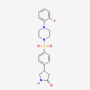 molecular formula C20H22FN3O3S B4795198 4-(4-{[4-(2-fluorophenyl)-1-piperazinyl]sulfonyl}phenyl)-2-pyrrolidinone 