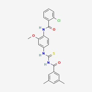 molecular formula C24H22ClN3O3S B4795206 N-[({4-[(2-chlorobenzoyl)amino]-3-methoxyphenyl}amino)carbonothioyl]-3,5-dimethylbenzamide 