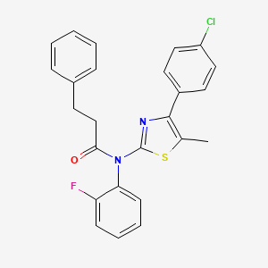 N-[4-(4-chlorophenyl)-5-methyl-1,3-thiazol-2-yl]-N-(2-fluorophenyl)-3-phenylpropanamide
