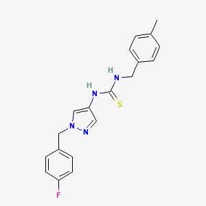 molecular formula C19H19FN4S B4795309 N-[1-(4-fluorobenzyl)-1H-pyrazol-4-yl]-N'-(4-methylbenzyl)thiourea 