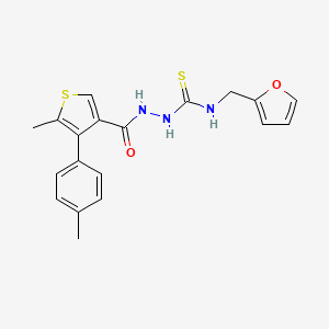 molecular formula C19H19N3O2S2 B4795314 N-(2-furylmethyl)-2-{[5-methyl-4-(4-methylphenyl)-3-thienyl]carbonyl}hydrazinecarbothioamide 