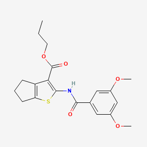 molecular formula C20H23NO5S B4795341 propyl 2-[(3,5-dimethoxybenzoyl)amino]-5,6-dihydro-4H-cyclopenta[b]thiophene-3-carboxylate 