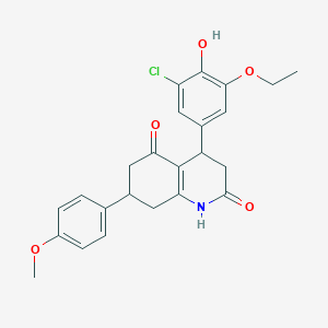 molecular formula C24H24ClNO5 B4795383 4-(3-chloro-5-ethoxy-4-hydroxyphenyl)-7-(4-methoxyphenyl)-4,6,7,8-tetrahydro-2,5(1H,3H)-quinolinedione 