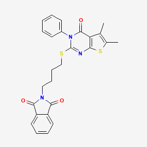 2-{4-[(5,6-dimethyl-4-oxo-3-phenyl-3,4-dihydrothieno[2,3-d]pyrimidin-2-yl)thio]butyl}-1H-isoindole-1,3(2H)-dione