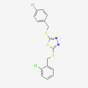 molecular formula C16H12Cl2N2S3 B4795401 2-[(2-chlorobenzyl)thio]-5-[(4-chlorobenzyl)thio]-1,3,4-thiadiazole 
