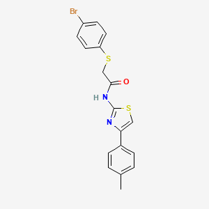 molecular formula C18H15BrN2OS2 B4795403 2-[(4-bromophenyl)thio]-N-[4-(4-methylphenyl)-1,3-thiazol-2-yl]acetamide 