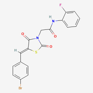 molecular formula C18H12BrFN2O3S B4795415 2-[5-(4-bromobenzylidene)-2,4-dioxo-1,3-thiazolidin-3-yl]-N-(2-fluorophenyl)acetamide 