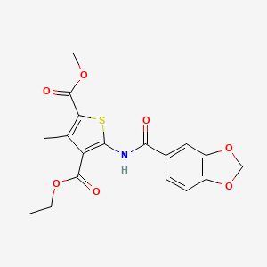 molecular formula C18H17NO7S B4795422 4-ethyl 2-methyl 5-[(1,3-benzodioxol-5-ylcarbonyl)amino]-3-methyl-2,4-thiophenedicarboxylate 