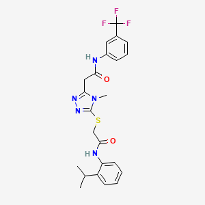 molecular formula C23H24F3N5O2S B4795431 2-[5-({2-[(2-isopropylphenyl)amino]-2-oxoethyl}thio)-4-methyl-4H-1,2,4-triazol-3-yl]-N-[3-(trifluoromethyl)phenyl]acetamide 