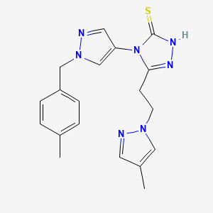 molecular formula C19H21N7S B4795449 4-[1-(4-methylbenzyl)-1H-pyrazol-4-yl]-5-[2-(4-methyl-1H-pyrazol-1-yl)ethyl]-4H-1,2,4-triazole-3-thiol 