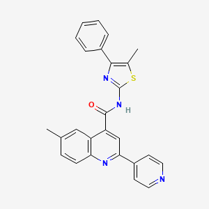 molecular formula C26H20N4OS B4795520 6-methyl-N-(5-methyl-4-phenyl-1,3-thiazol-2-yl)-2-(4-pyridinyl)-4-quinolinecarboxamide 