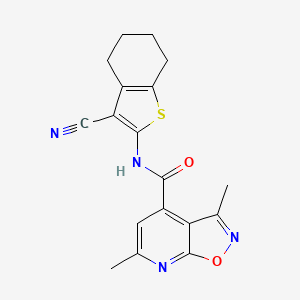 molecular formula C18H16N4O2S B4795570 N-(3-cyano-4,5,6,7-tetrahydro-1-benzothien-2-yl)-3,6-dimethylisoxazolo[5,4-b]pyridine-4-carboxamide 