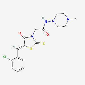 molecular formula C17H19ClN4O2S2 B4795598 2-[5-(2-chlorobenzylidene)-4-oxo-2-thioxo-1,3-thiazolidin-3-yl]-N-(4-methyl-1-piperazinyl)acetamide 