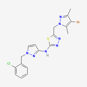molecular formula C18H17BrClN7S B4795638 5-[(4-bromo-3,5-dimethyl-1H-pyrazol-1-yl)methyl]-N-[1-(2-chlorobenzyl)-1H-pyrazol-3-yl]-1,3,4-thiadiazol-2-amine 