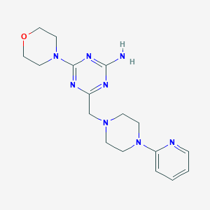 molecular formula C17H24N8O B4795642 4-(4-morpholinyl)-6-{[4-(2-pyridinyl)-1-piperazinyl]methyl}-1,3,5-triazin-2-amine 