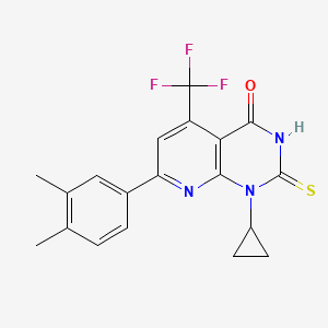 molecular formula C19H16F3N3OS B4795644 1-cyclopropyl-7-(3,4-dimethylphenyl)-2-mercapto-5-(trifluoromethyl)pyrido[2,3-d]pyrimidin-4(1H)-one 