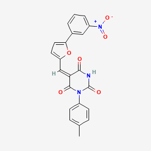 molecular formula C22H15N3O6 B4795655 1-(4-methylphenyl)-5-{[5-(3-nitrophenyl)-2-furyl]methylene}-2,4,6(1H,3H,5H)-pyrimidinetrione 