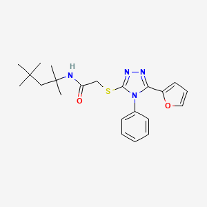 molecular formula C22H28N4O2S B4795667 2-{[5-(2-furyl)-4-phenyl-4H-1,2,4-triazol-3-yl]thio}-N-(1,1,3,3-tetramethylbutyl)acetamide 