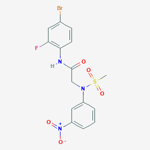 molecular formula C15H13BrFN3O5S B4795687 N~1~-(4-bromo-2-fluorophenyl)-N~2~-(methylsulfonyl)-N~2~-(3-nitrophenyl)glycinamide 