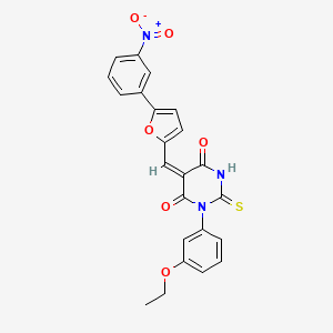 molecular formula C23H17N3O6S B4795727 1-(3-ethoxyphenyl)-5-{[5-(3-nitrophenyl)-2-furyl]methylene}-2-thioxodihydro-4,6(1H,5H)-pyrimidinedione 