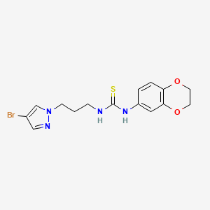 molecular formula C15H17BrN4O2S B4795751 N-[3-(4-bromo-1H-pyrazol-1-yl)propyl]-N'-(2,3-dihydro-1,4-benzodioxin-6-yl)thiourea 