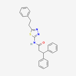 3,3-diphenyl-N-[5-(2-phenylethyl)-1,3,4-thiadiazol-2-yl]propanamide